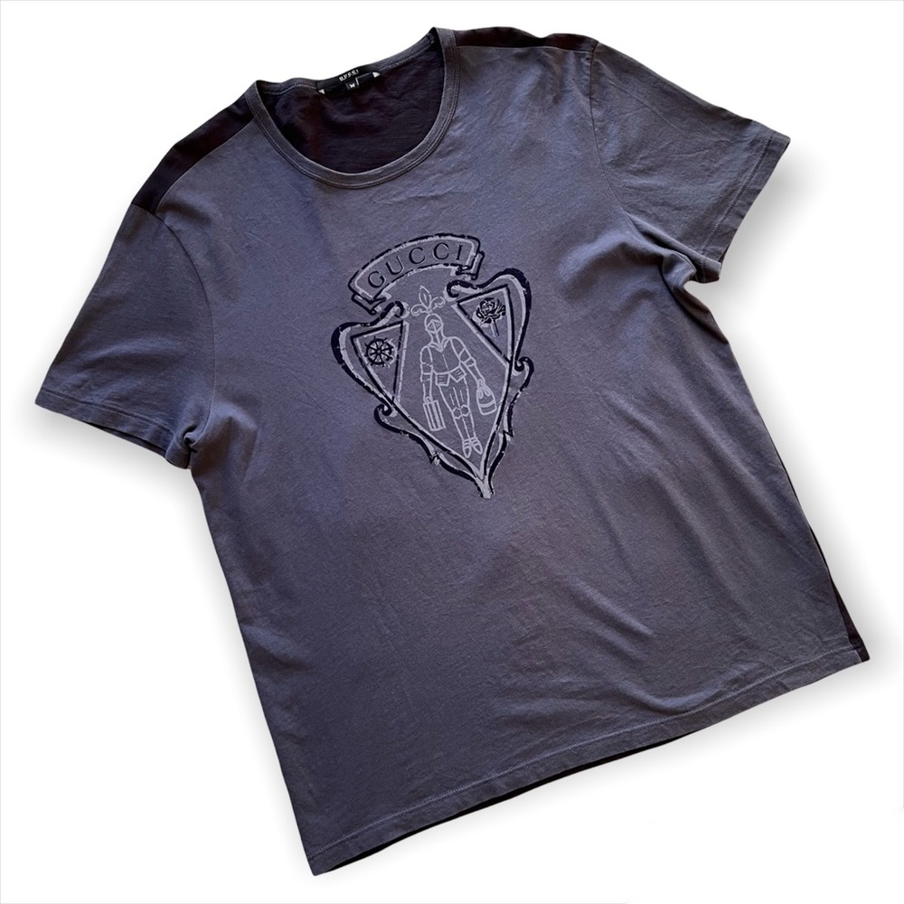 Gucci Bicolor Hysteria Knight Logo Print Cotton T-Shirt Men’s Size Medium